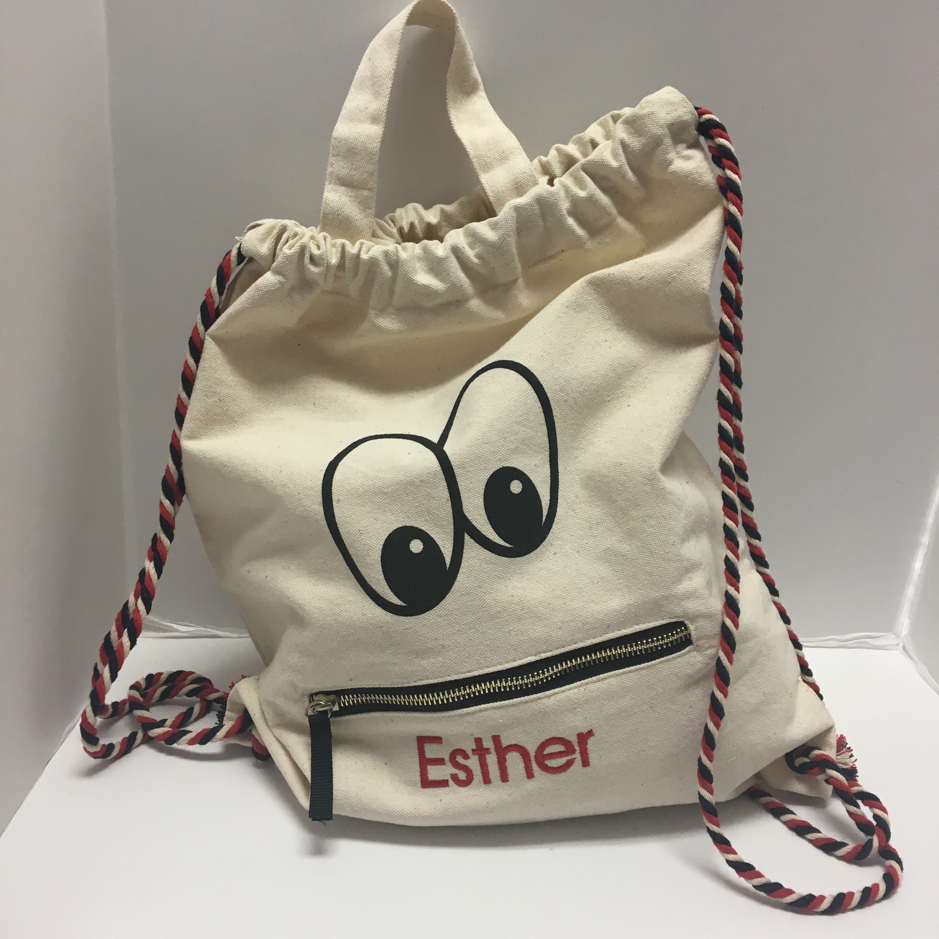 Zippered Mouth Backpack Drawstring Bag